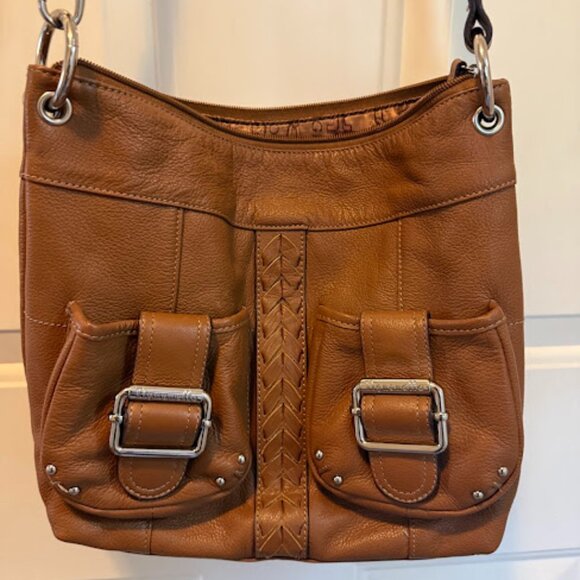 Tiganaello Pebble Leather bag with adjustable strap shoulder or crossbody Cognac - Picture 2 of 16